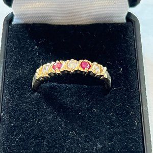 Diamond & Ruby Ring Size 10 / Simulated Gems